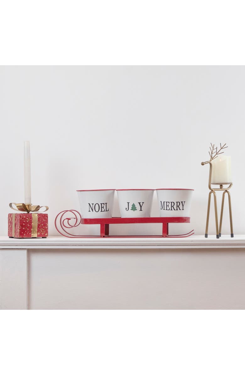 Northlight Sleigh with "Noel", "Joy" and "Merry" Buckets Christmas Centerpiece - 18.75" - Red, Alternate, color, 