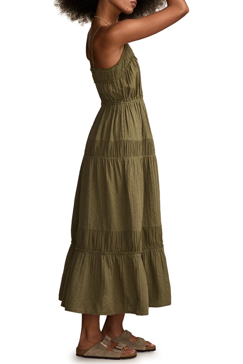 Clip Dot Cotton Tiered Maxi Dress, Alternate, color, DUSTY OLIVE