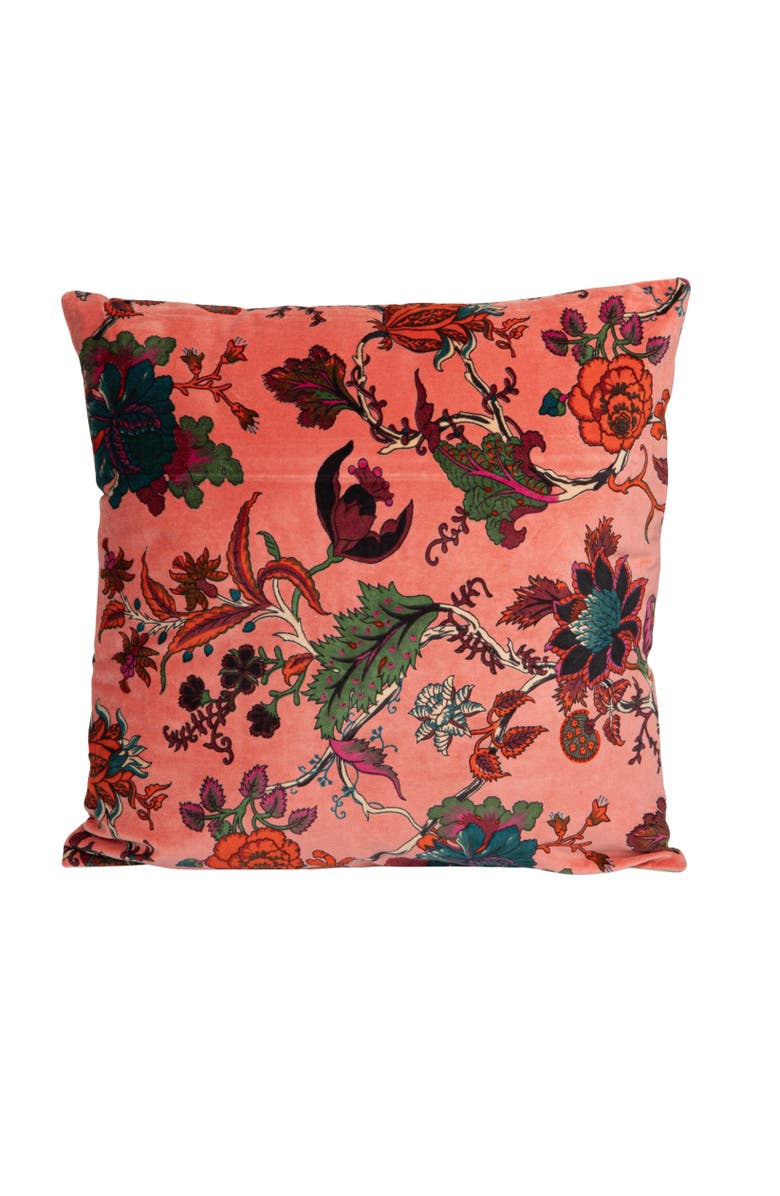 Storied Home Cotton Velvet Printed Pillow with Pattern, Multicolor, Main, color, Pink