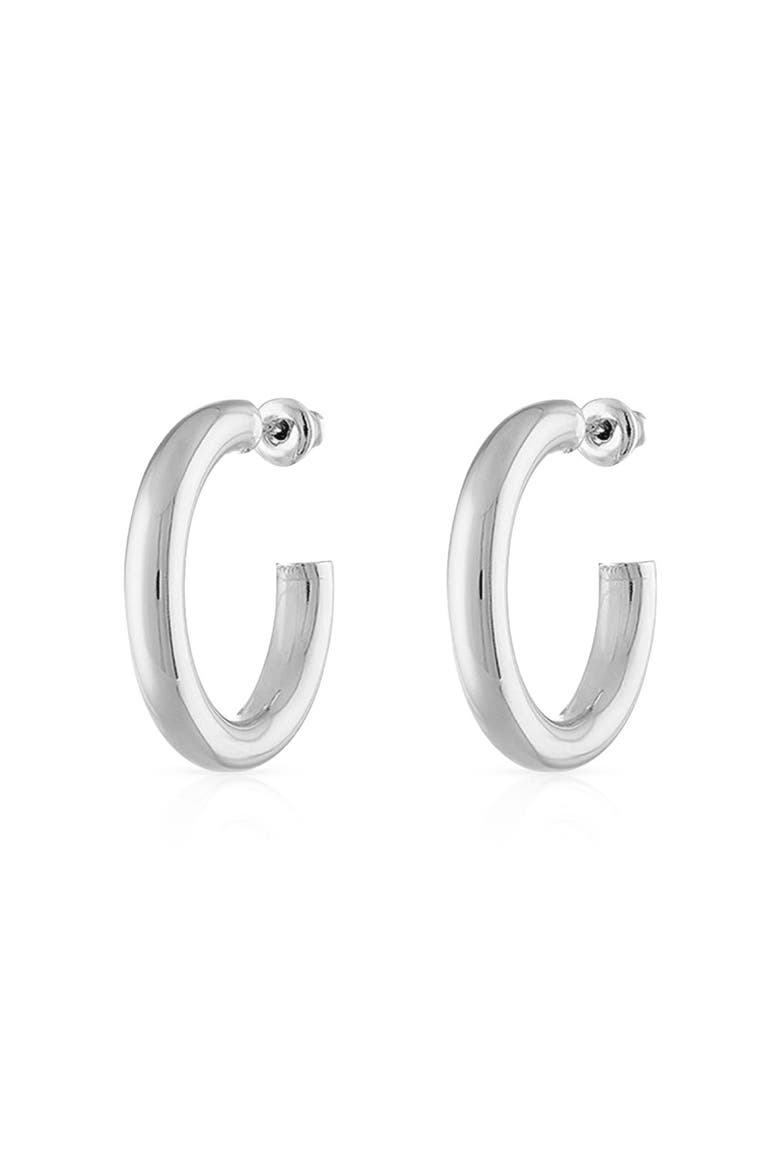 Small Open Hoop Earrings, Main, color, Silver