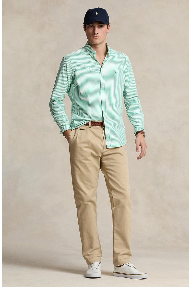 Stripe Stretch Cotton Oxford Button-Down Shirt, Alternate, color, CABO GREEN/ WHITE