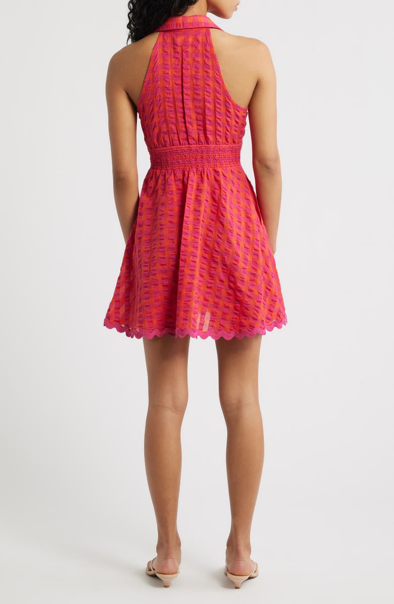 Saylor Quinnen Texture Smocked Fit & Flare Minidress, Alternate, color, Pink/ Orange