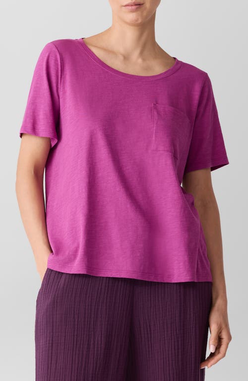 Eileen Fisher Crewneck Pocket Organic Cotton T-shirt In Pink