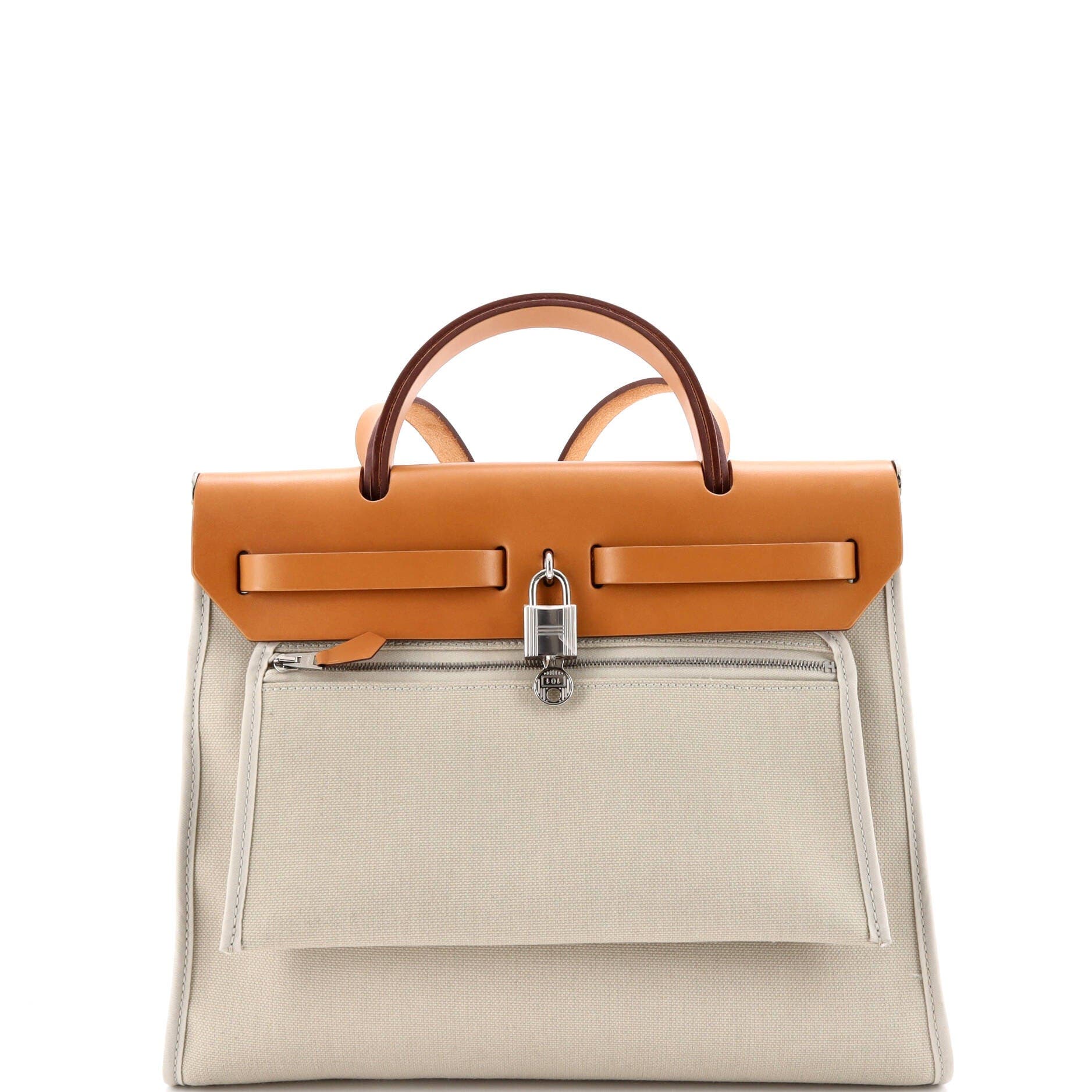 Pre-Owned Hermes Herbag Zip Leather and Toile 31, Alternate, color, 