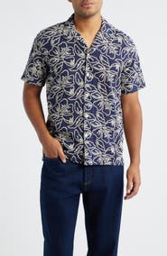 PS Paul Smith Casual Fit Floral Embroidered Camp Shirt