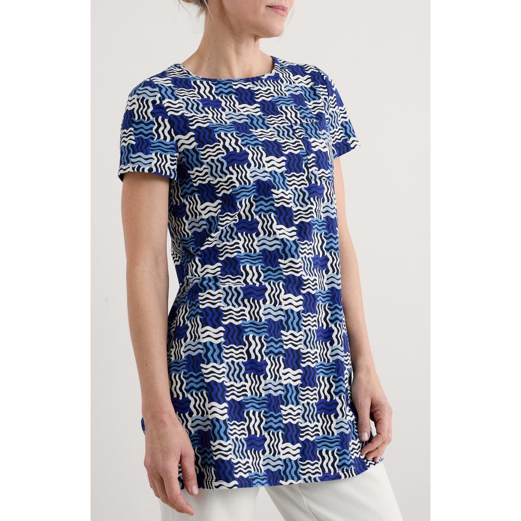 Seasalt Cornwall Bowithick Cotton Jersey Tunic In Weaving Waves Yacht