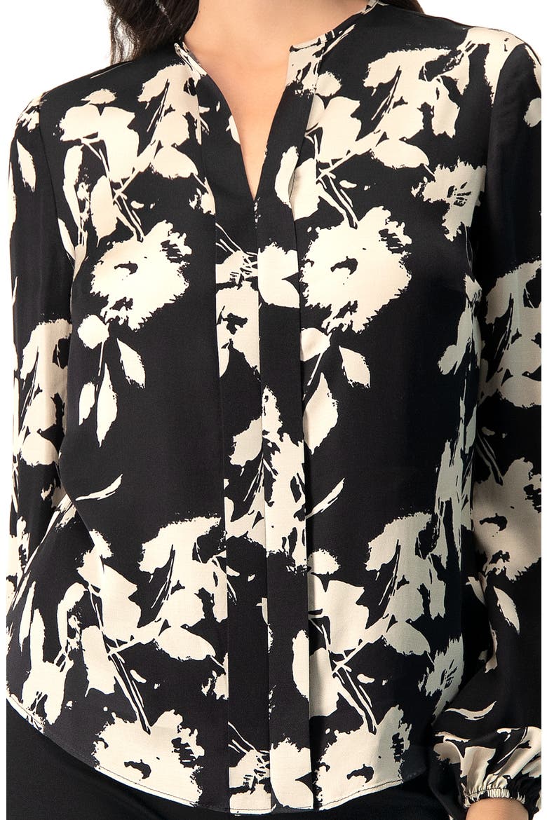 Double front Placket Satin Shirt, Alternate, color, Black