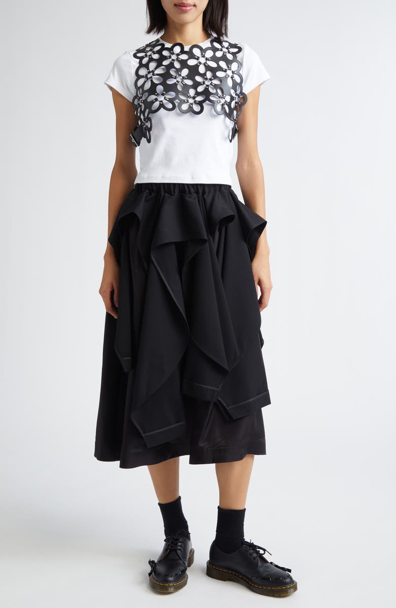 Noir Kei Ninomiya Deconstructed Wool Gabardine Midi Skirt, Alternate, color, Black