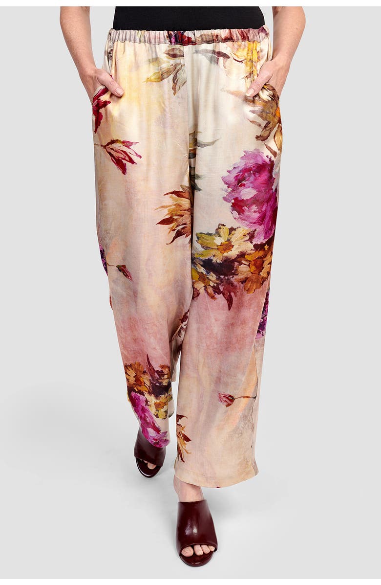 Alembika Rose-colored  flowers pull-on dress pants, Main, color, 
