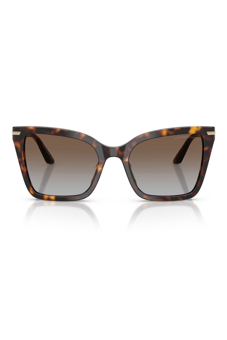 53mm Gradient Square Sunglasses, Main, color, SHINY HAVANA / GREY BROWN