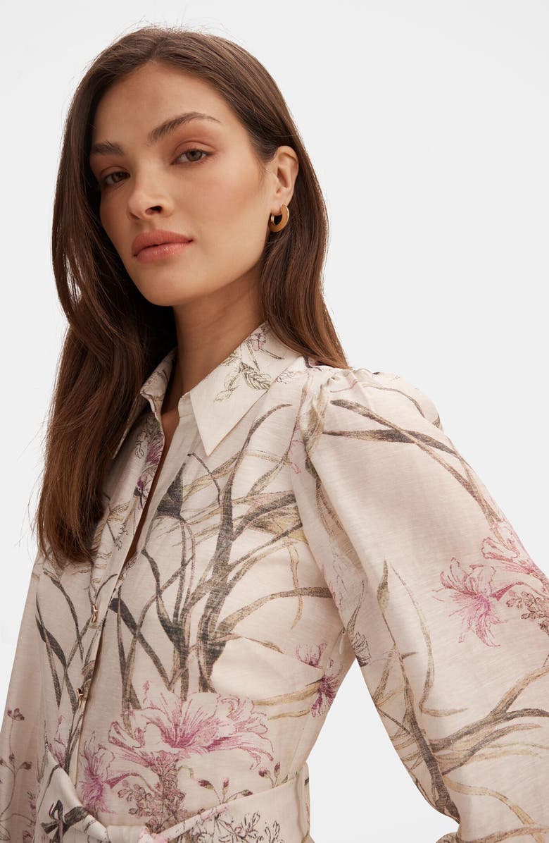 Ever New Hazel Long Sleeve Floral Print Midi Shirtdress, Alternate, color, Petal Brook Floral