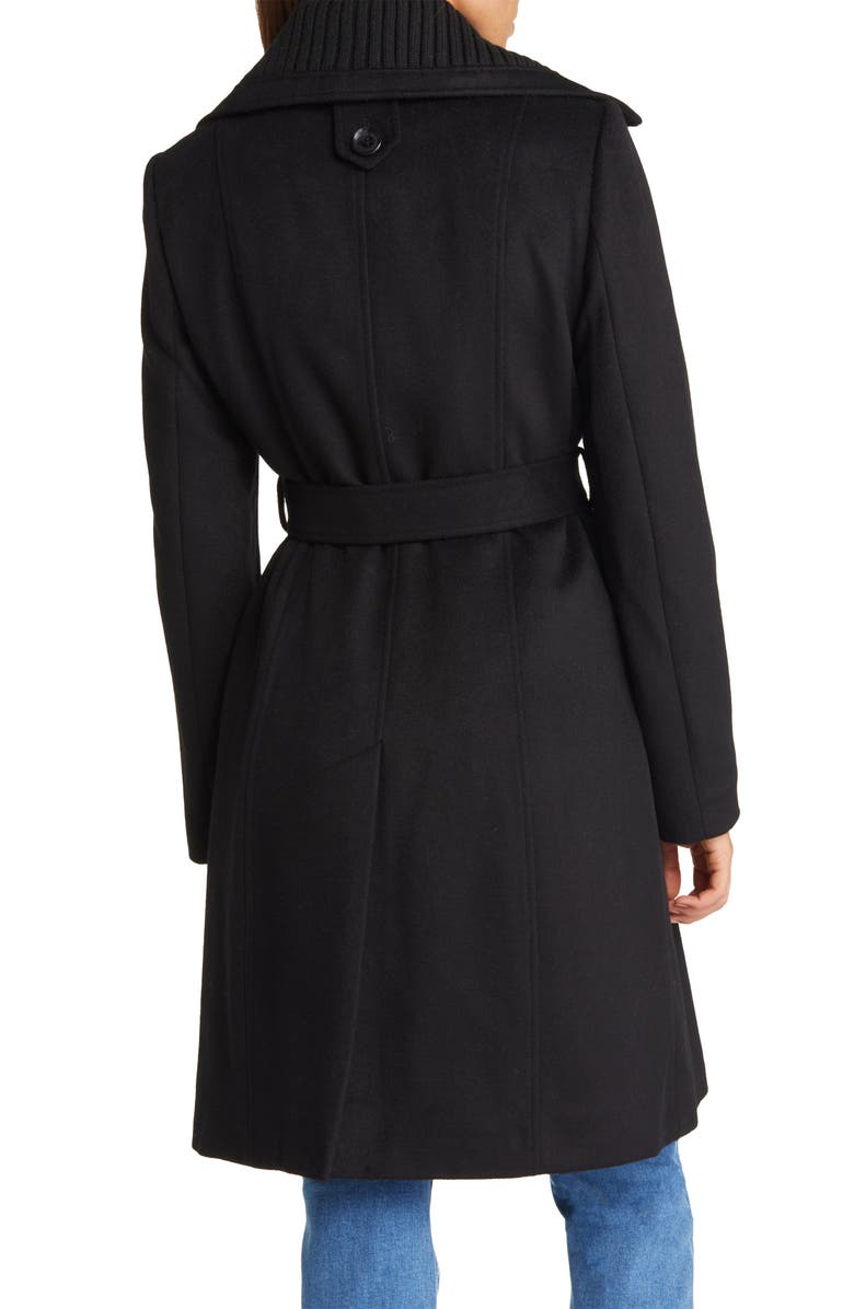 Sam Edelman Rib Collar Wool Blend Trench Coat, Alternate, color, 