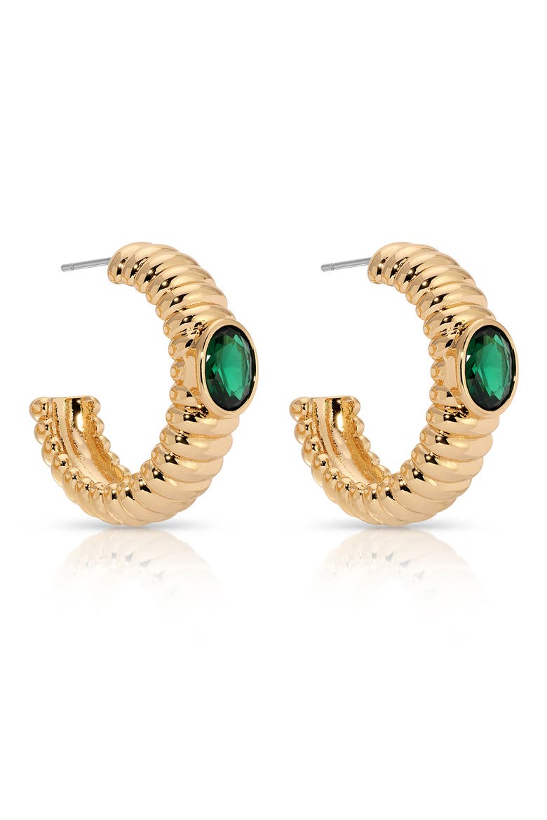 Contemporary Large Textured Hoop Earrings, Alternate, color, GREEN