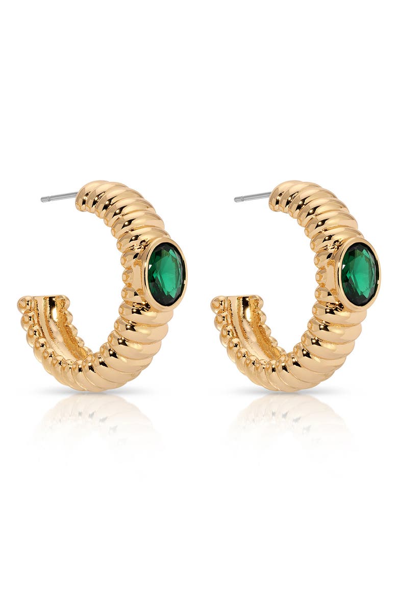 Ettika Contemporary Large Textured Hoop Earrings, Alternate, color, Green