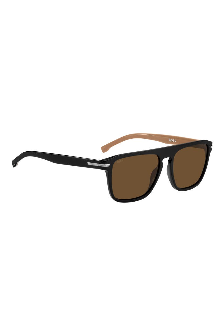 56mm Flat Top Sunglasses, Alternate, color, BLACK