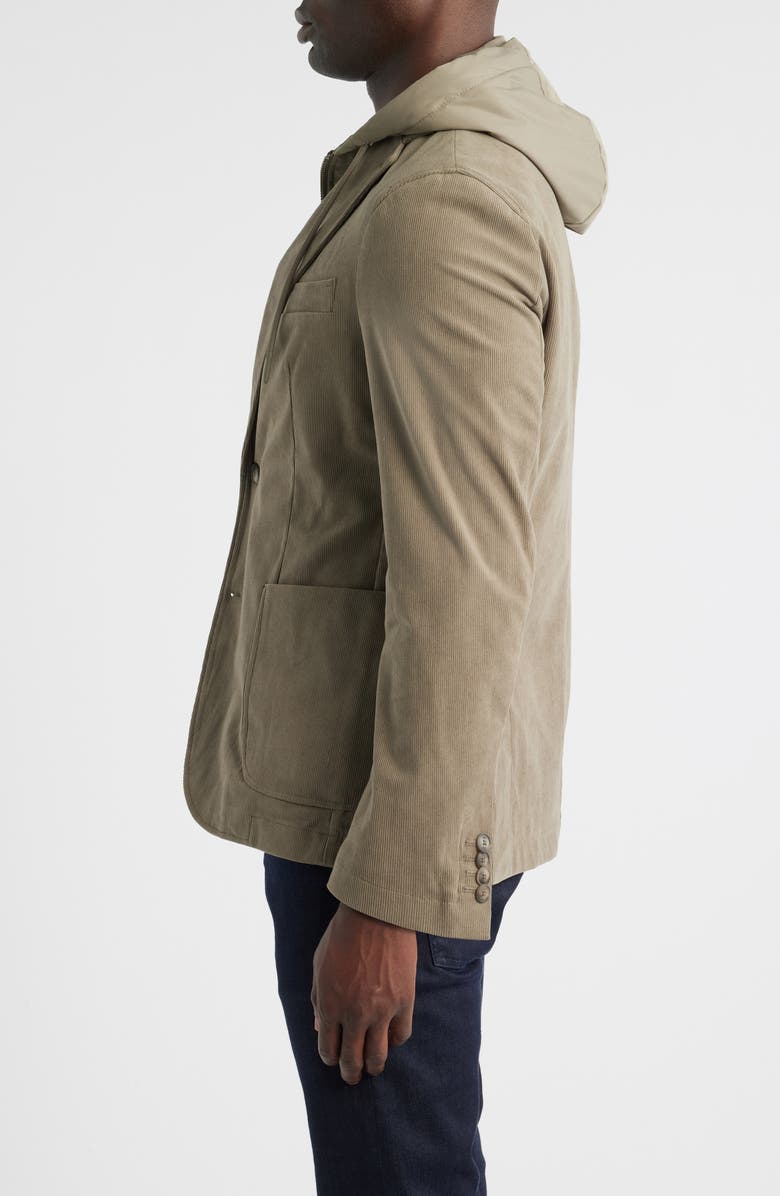 BOSS Hanry Slim Fit Corduroy Sport Coat with Removable Hoodie Bib, Alternate, color, Open Brown