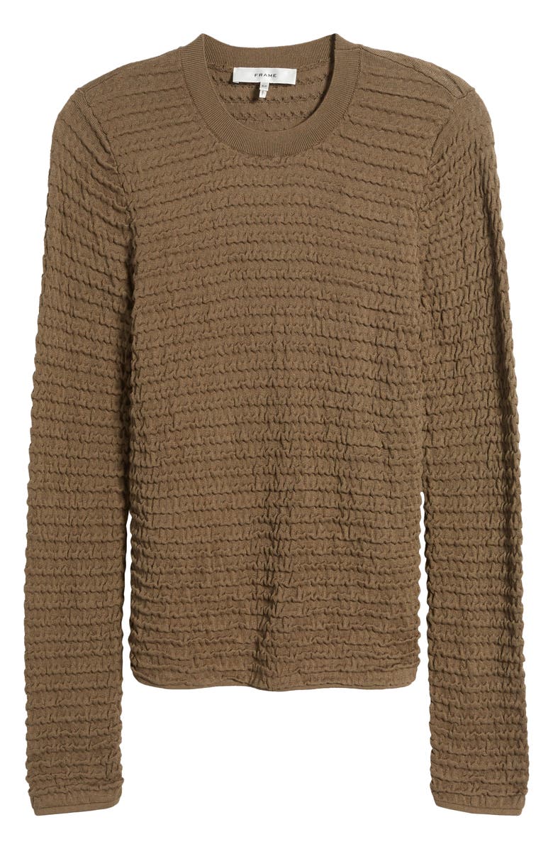 FRAME Smocked Silk Blend Crewneck Top, Alternate, color,