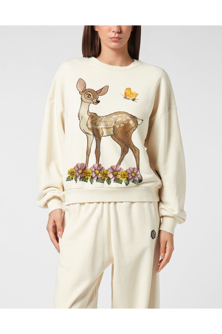 Fleece Washed Sweatshirt Fairy Women, Main, color, beige