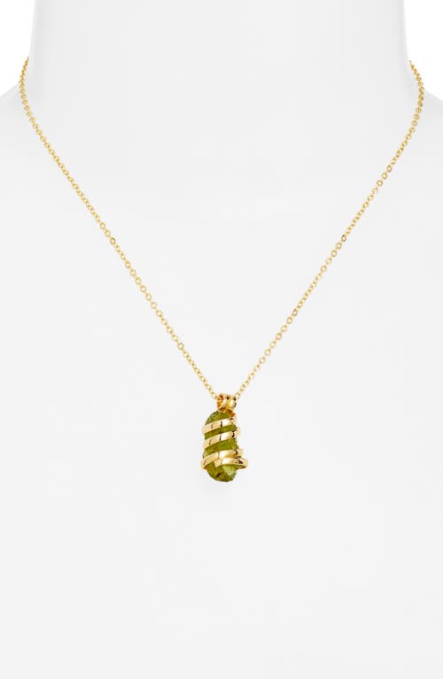 Ki-ele Wrapped Peridot Pendant Necklace In Gold