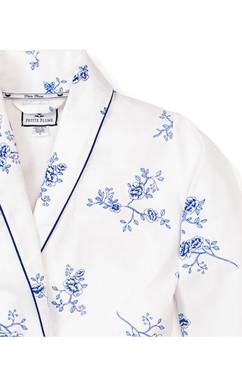 Petite Plume Kids' Indigo Floral Robe, Alternate, color, White