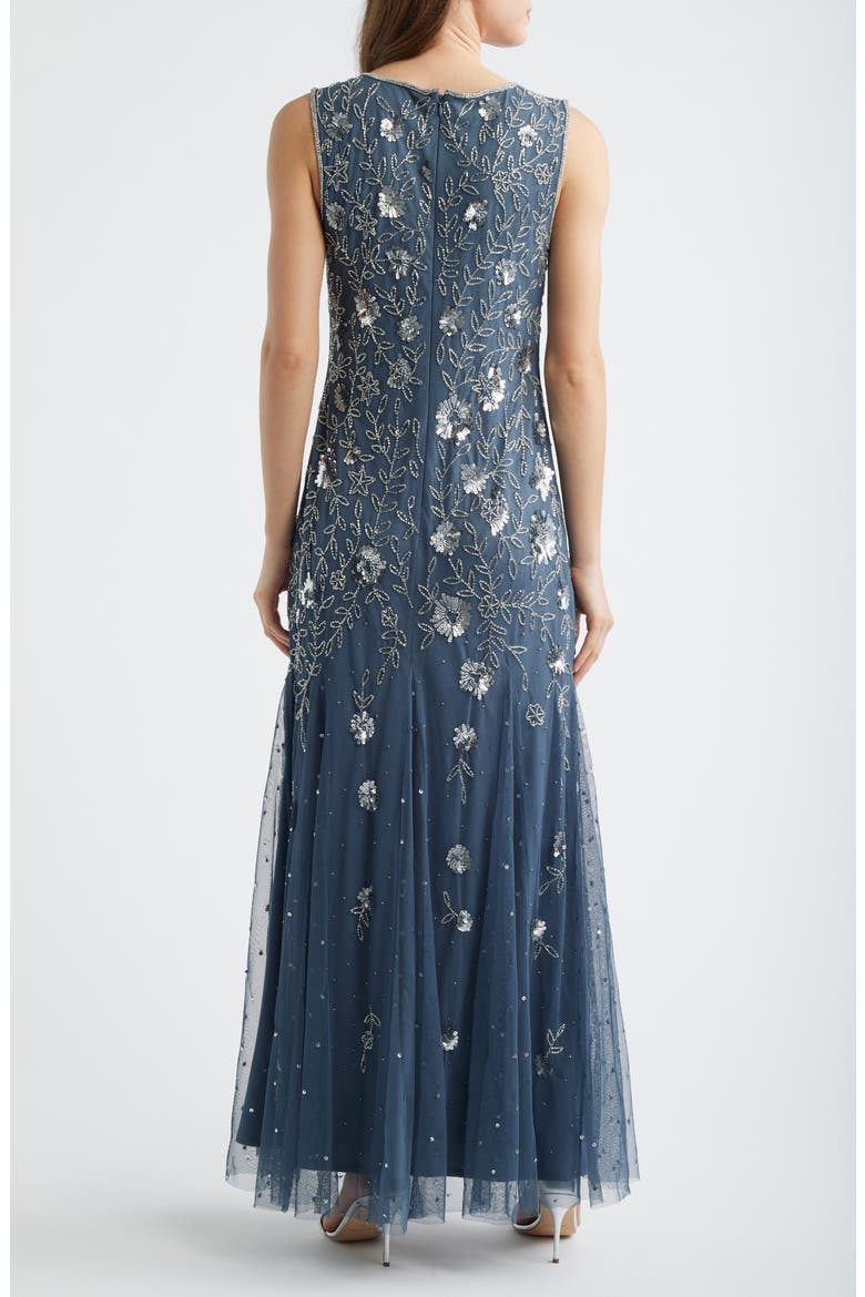 Beaded Godet Hem Cocktail Dress, Alternate, color, GREY