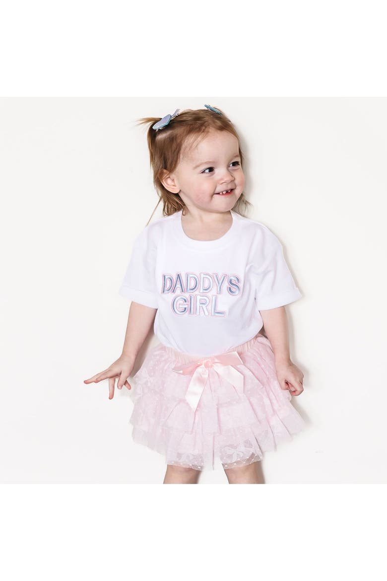 Daddy's Girl Patch Short Sleeve Romper, Alternate, color, White