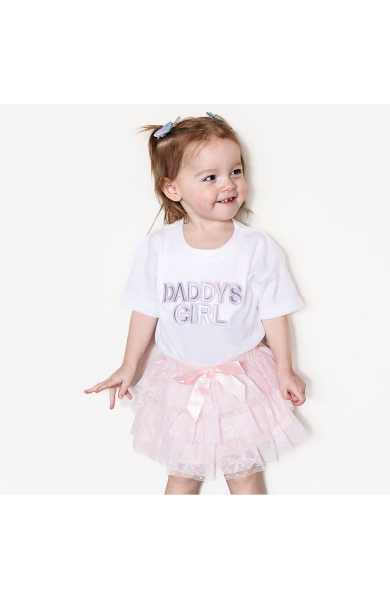 Sweet Wink Daddy's Girl Patch Short Sleeve Romper, Alternate, color, White