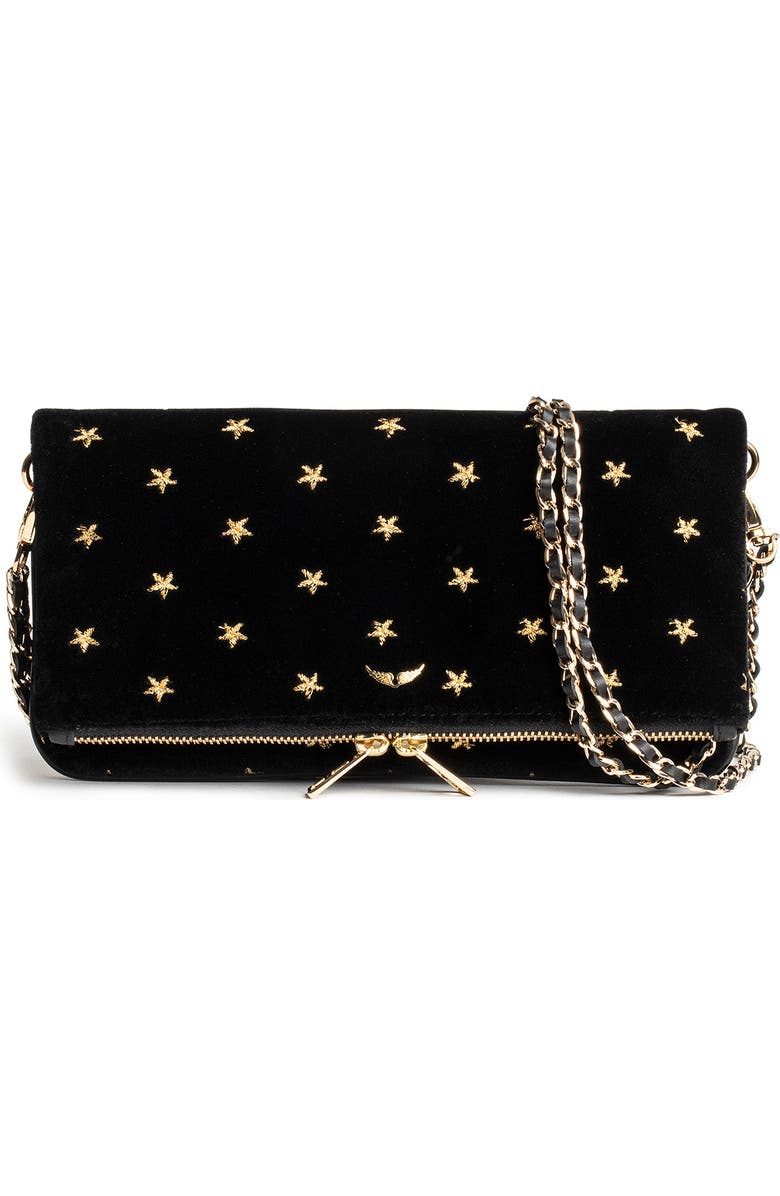 Zadig & Voltaire Rock Stars Velvet Crossbody Bag, Main, color,