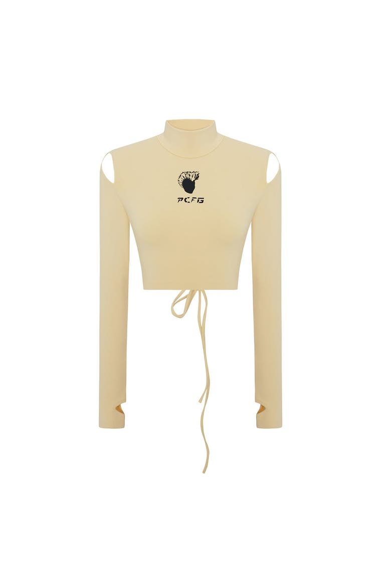 Cotton Long Sleeve Crop Top, Main, color, Chino Green
