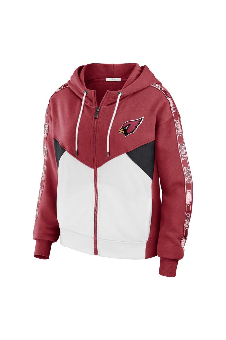 Women's WEAR by Erin Andrews Cardinal/White Arizona Cardinals Color Block Light Weight Modest Crop Full-Zip Hoodie, Alternate, color, Cardinal