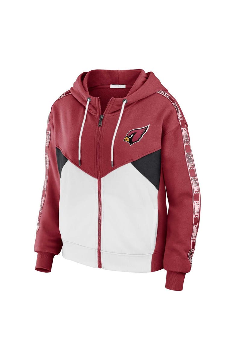 WEAR by Erin Andrews Women's WEAR by Erin Andrews Cardinal/White Arizona Cardinals Color Block Light Weight Modest Crop Full-Zip Hoodie, Alternate, color, Cardinal