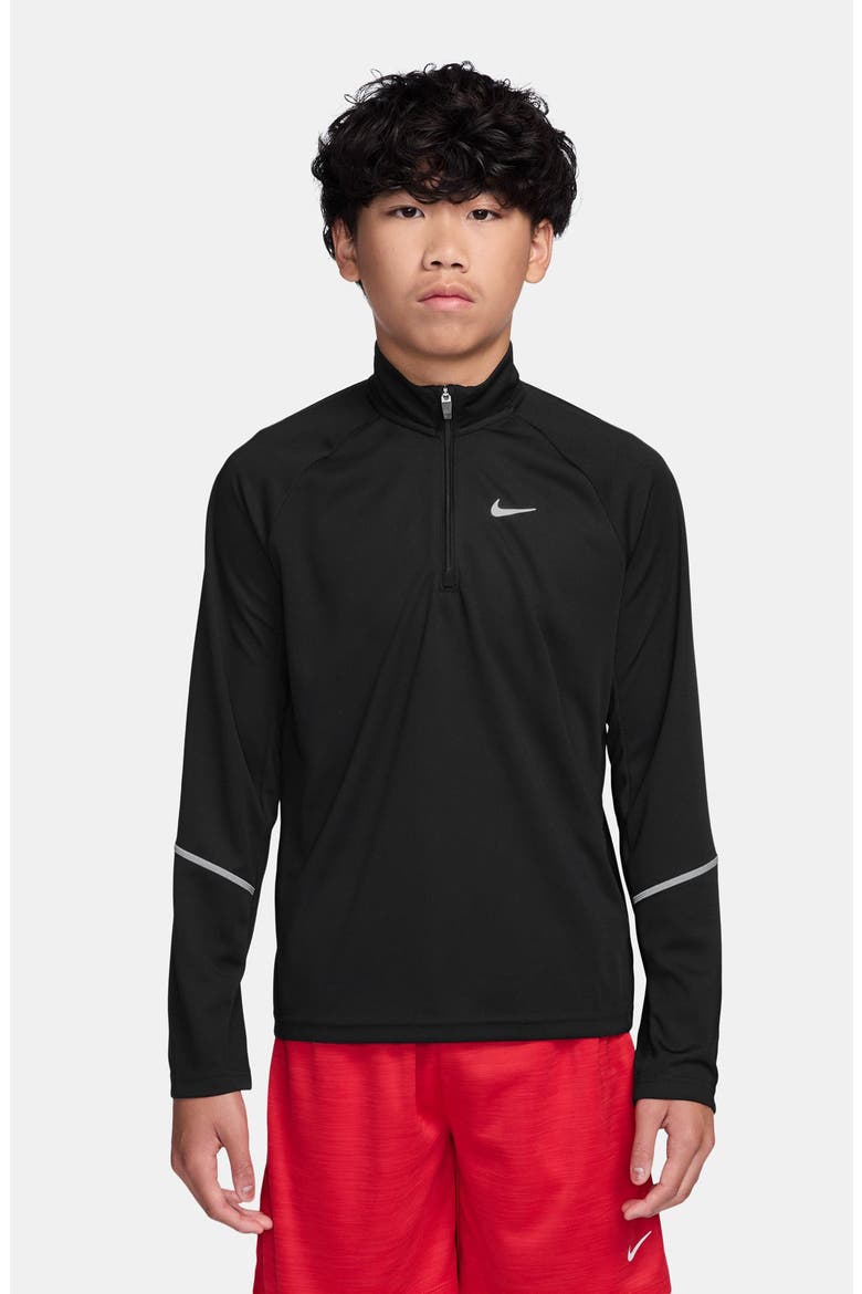 Kids' Dri-FIT Half Zip Top, Main, color, BLACK/ REFLECTIVE SILVER