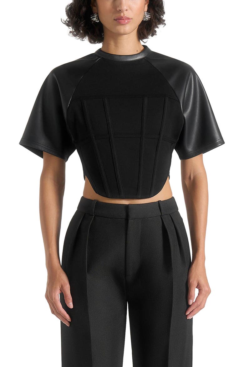 Juline Corset T-Shirt, Alternate, color, Black