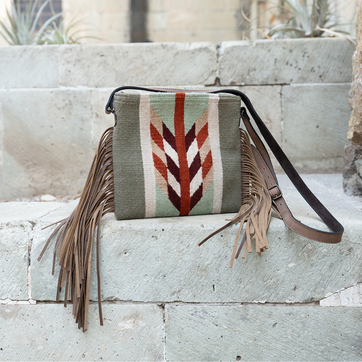 Amasouk Tierra Verde Fringe Crossbody, Alternate, color, Red