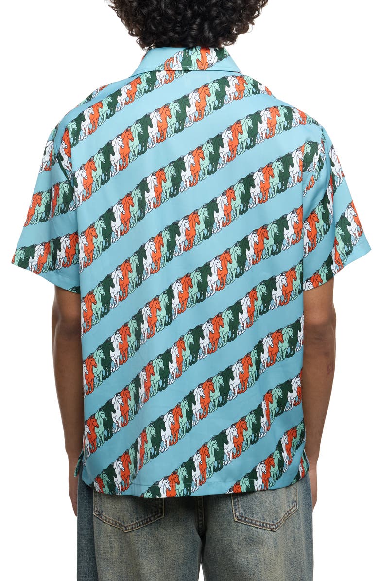 Round Two Mustang Stripe Camp Shirt, Alternate, color, Blue