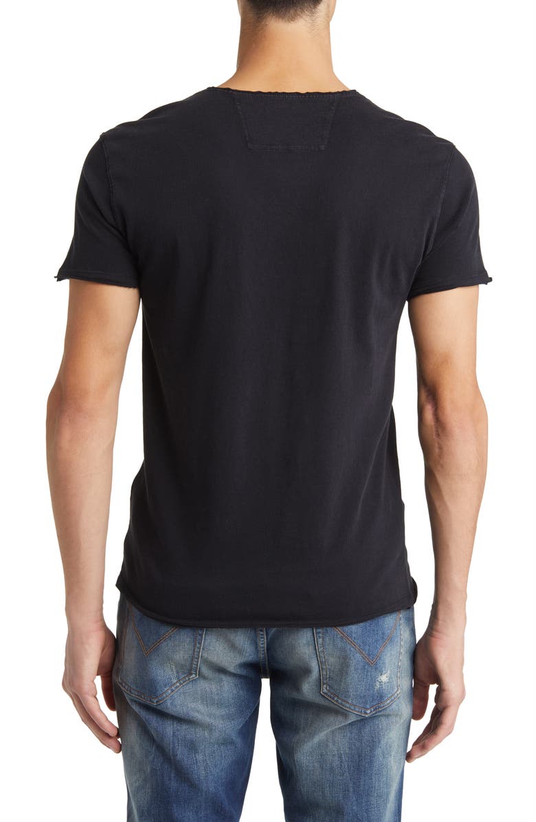 John Varvatos Embroidered Skull Raw Edge T-Shirt, Alternate, color, 