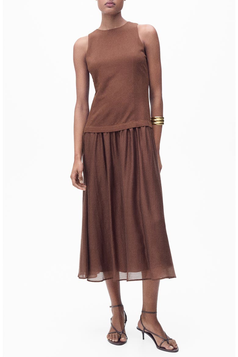 Sleeveless Midi Dress, Main, color, BROWN