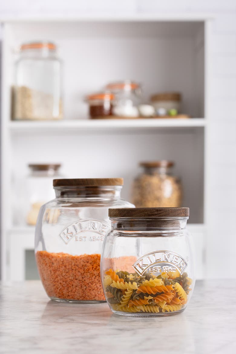 Universal Glass Storage Jar with Wooden Lid and Silicone Seal, Alternate, color, 6.9 in