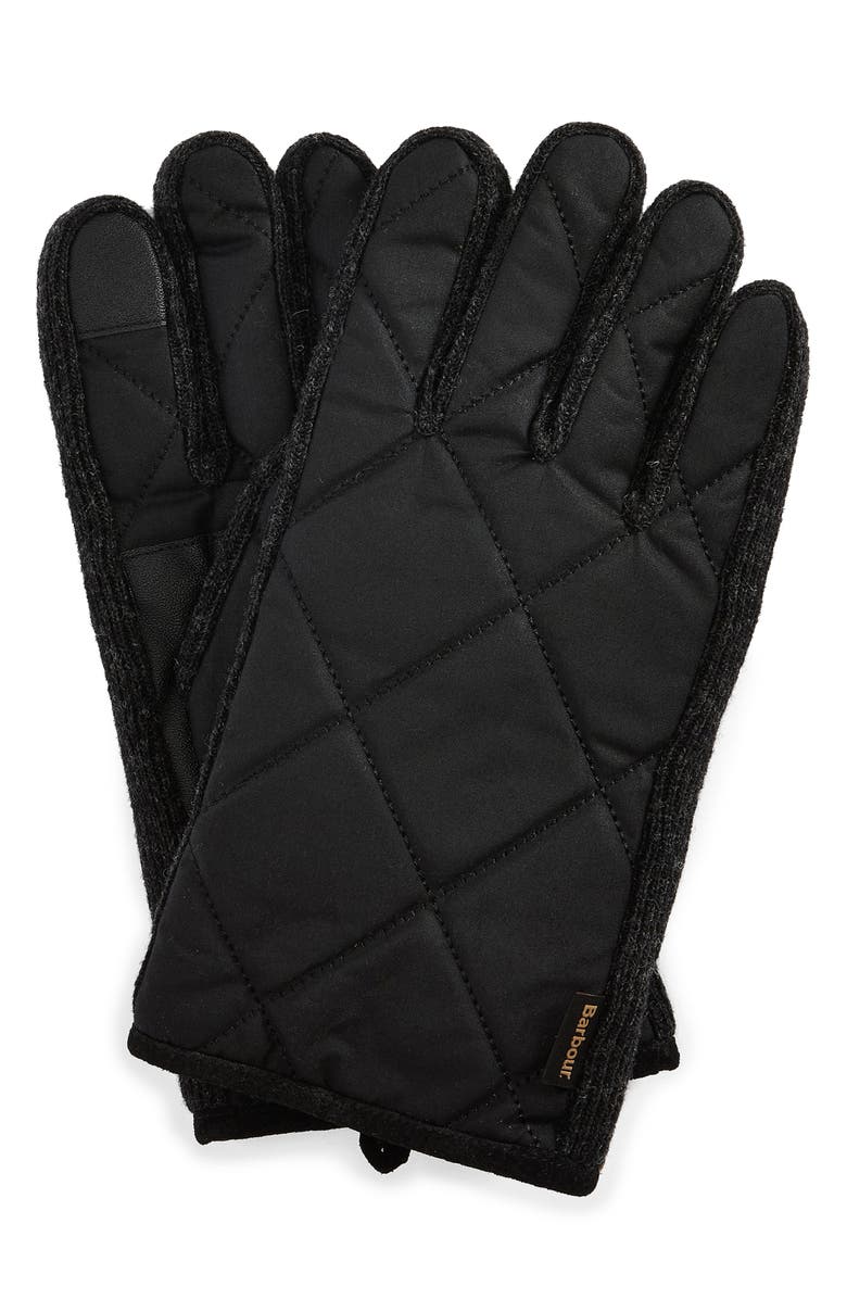 Barbour Westerndale Quilted Touchscreen Gloves, Alternate, color, Black