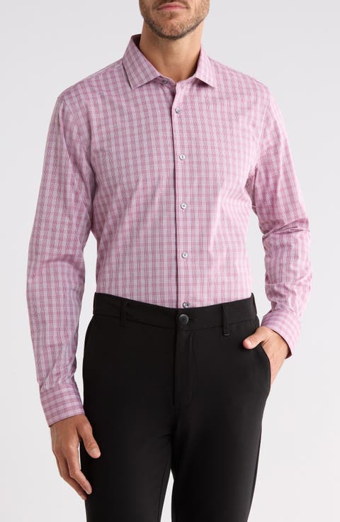 Tonal Check Print Slim Fit Dress Shirt
