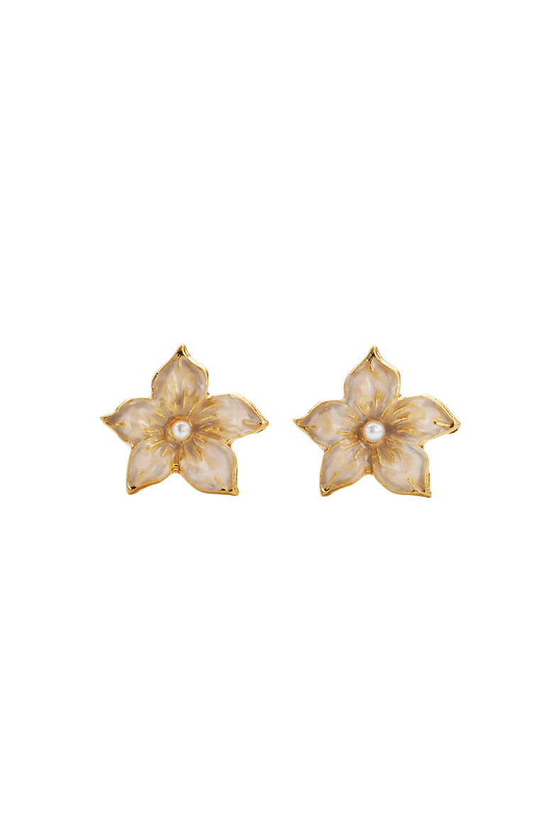 Jasmine & Pearl Stud Earrings, Main, color, Gold