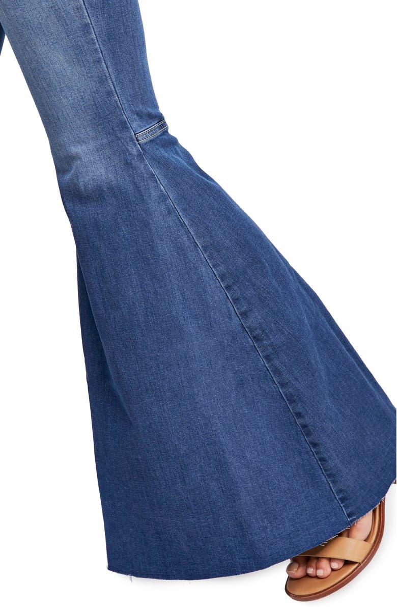 Free People We the Free Just Float On High Waist Flare Jeans, Alternate, color, Dark Blue