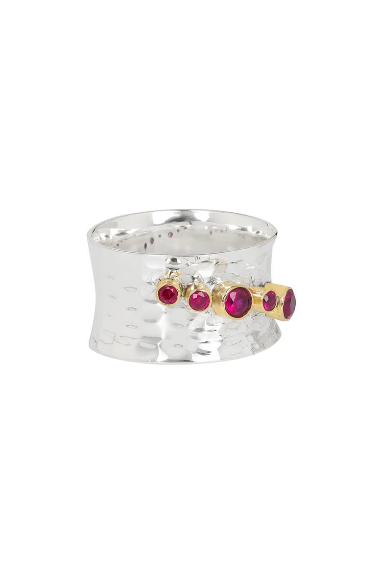Two-Tone Lab-Grown Ruby Ring, Alternate, color, PINK