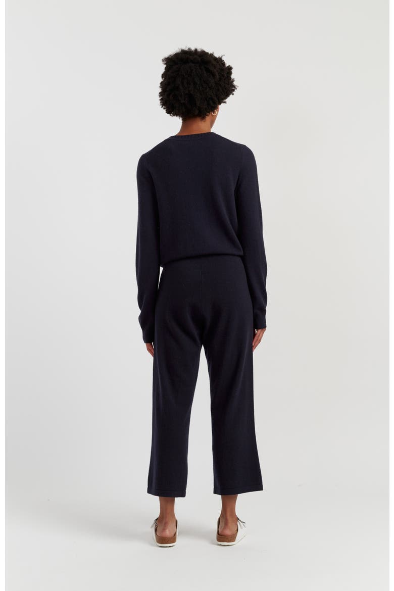 Wool-Cashmere Cropped Wide-Leg Pants, Alternate, color, Navy