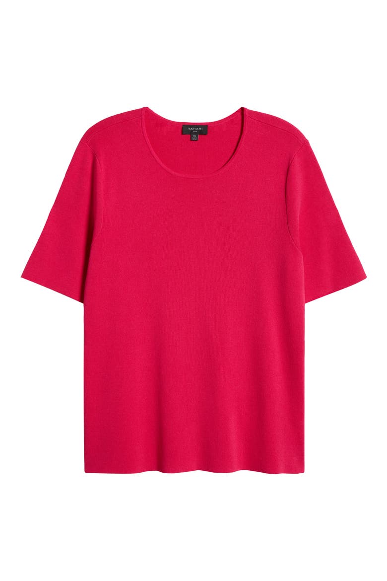 Short Sleeve Sweater, Alternate, color, RASPBERRY