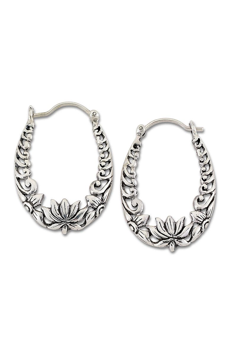 SAMUEL B. Sterling Silver Scrollwork Hoop Earrings, Main, color, 