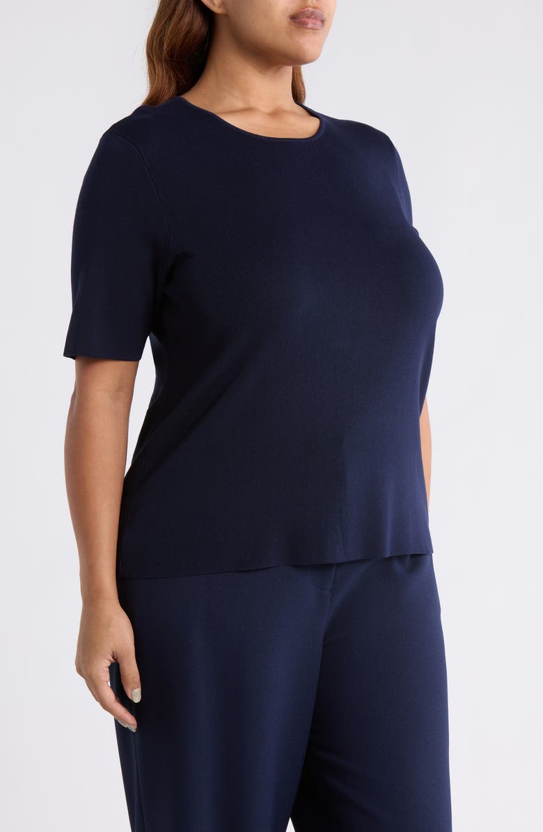 Tahari ASL Rib Top, Alternate, color, Navy