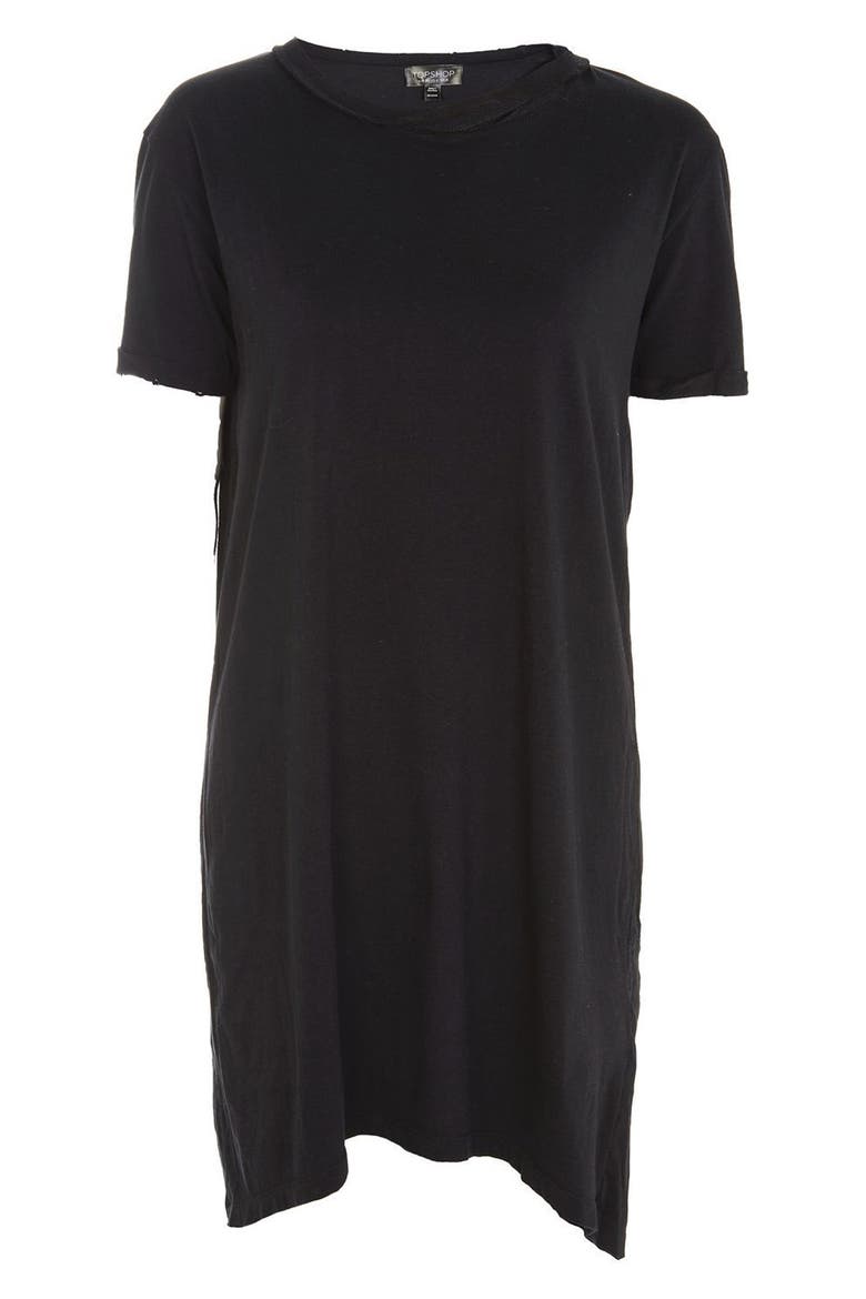 Split Neck T-Shirt Dress, Alternate, color, BLACK