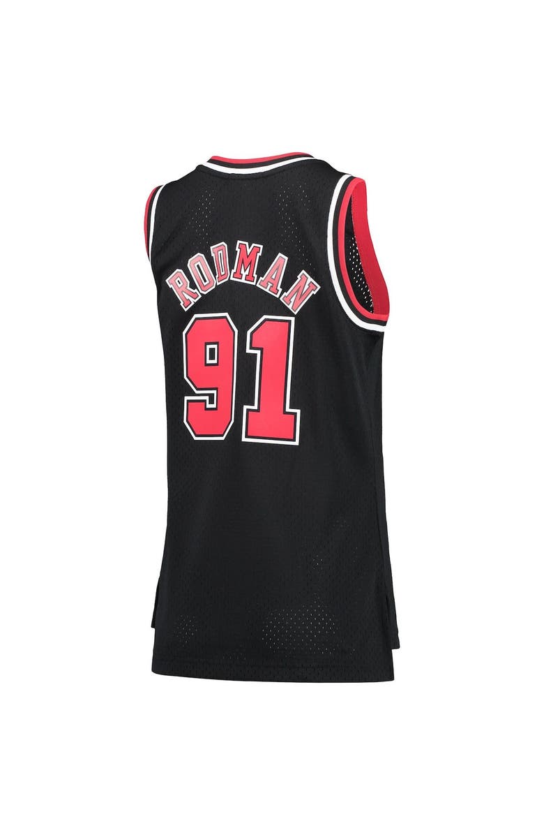 Mitchell & Ness Women's Mitchell & Ness Dennis Rodman Black Chicago Bulls  Hardwood Classics Swingman Jersey, Alternate, color, 