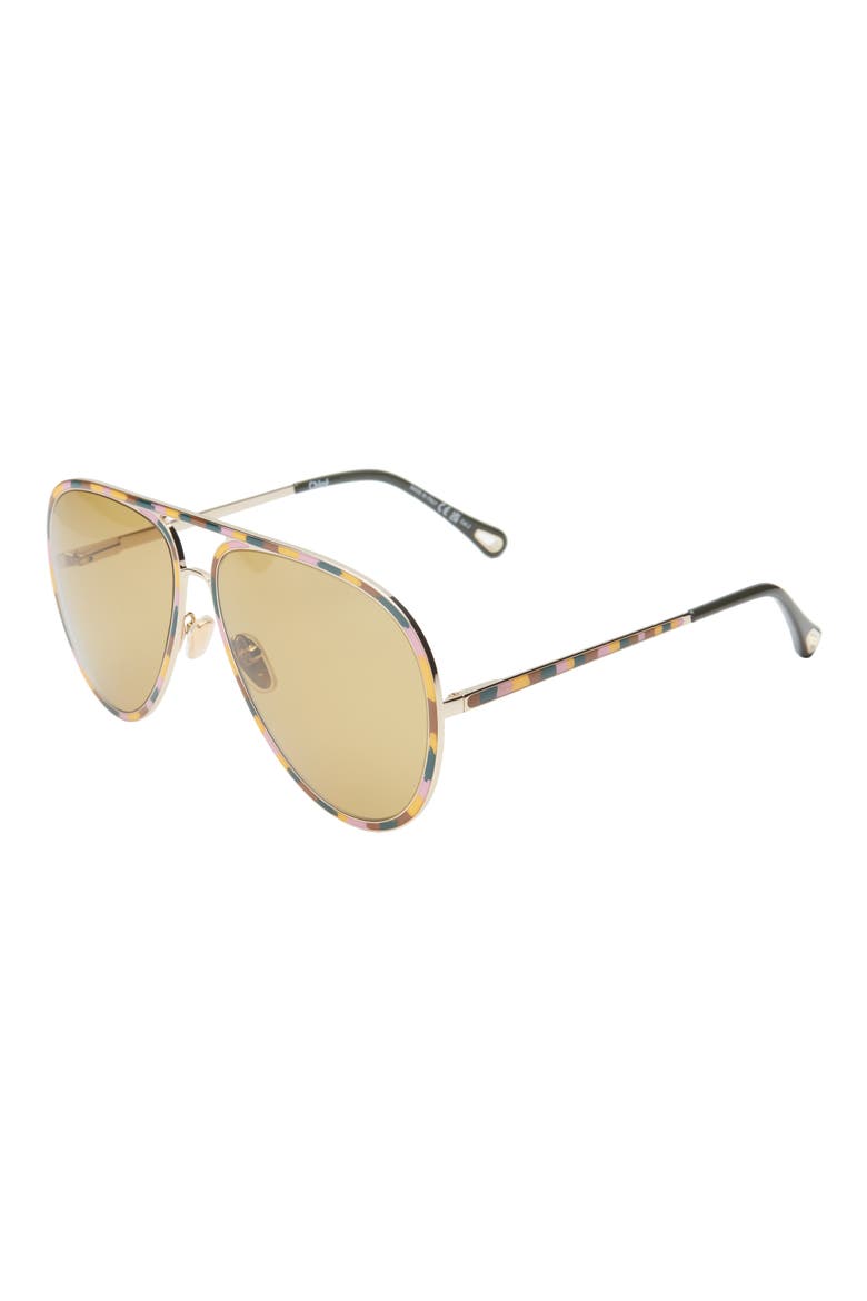 63mm Aviator Sunglasses, Alternate, color, GOLD GOLD GREEN